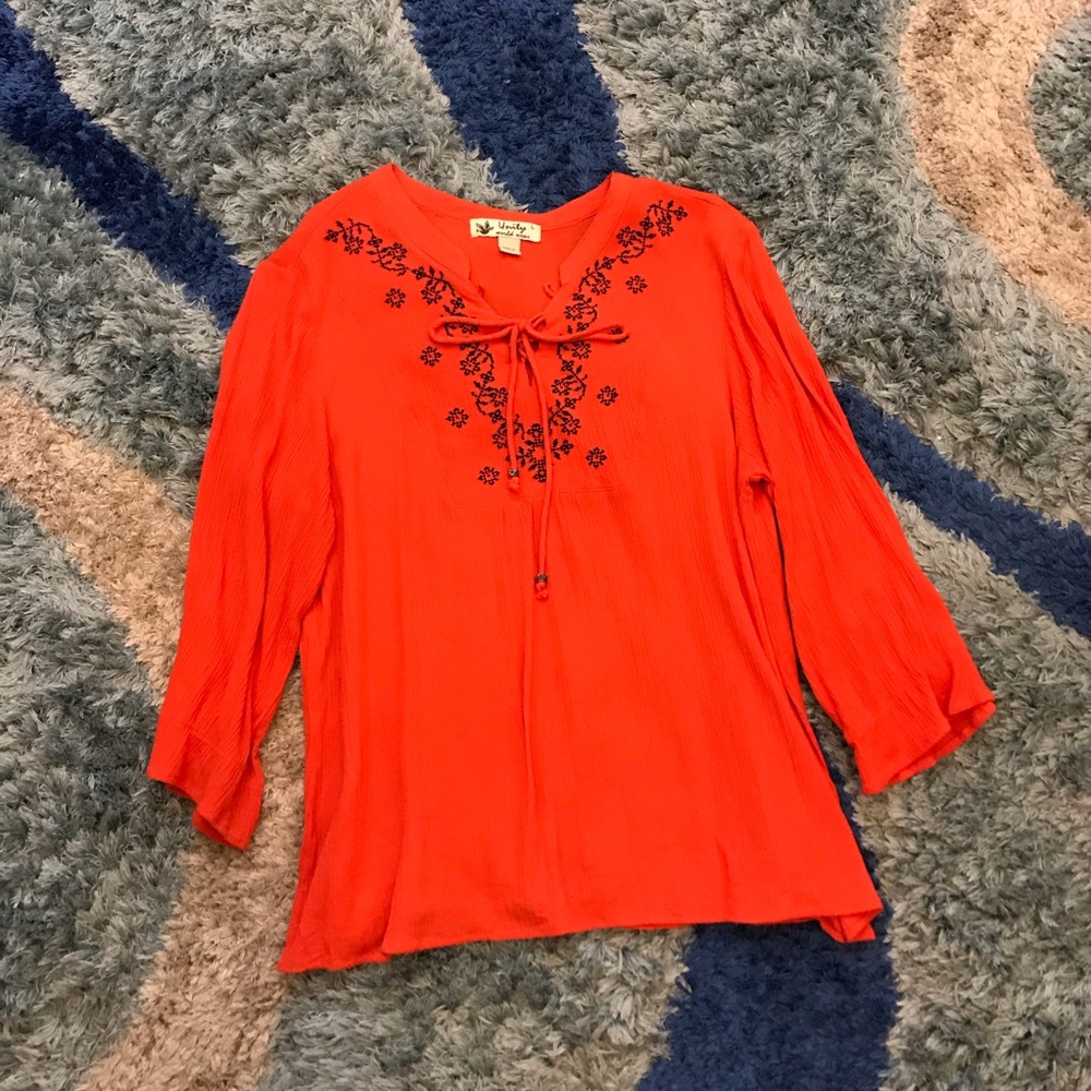 Unity World Wear orange top with embroidery